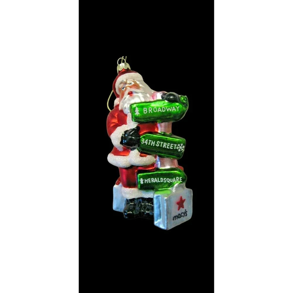 Macy’s Holiday Lane New York Santa Glass Christmas Ornament